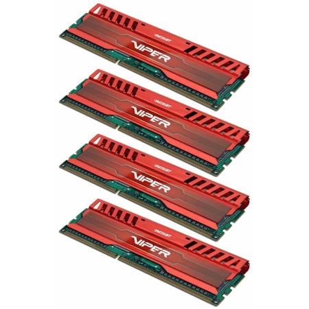Patriot Viper 3 32GB (4x 8GB) DDR3 1600MHz UDIMM Memory Module Kit, Venom Red