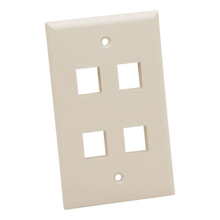 Platinum Tools Standard 4-Port Wall Plate, Light Almond, 25-Pack
