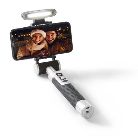 Pictar Smart Light Selfie Stick with Rechargeable Battery, Silver Black