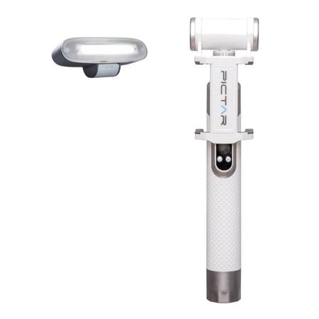 Pictar Smart Light Selfie Stick with Rechargeable Battery, Smokey White