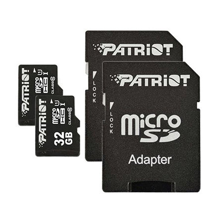 Patriot LX PRO Series Class 10 40MB/s UHS-1 32GB MicroSD Card w/Adapter - 2 Pack