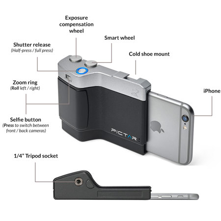 Pictar One Mark II Smartphone Camera Grip, Black/Silver