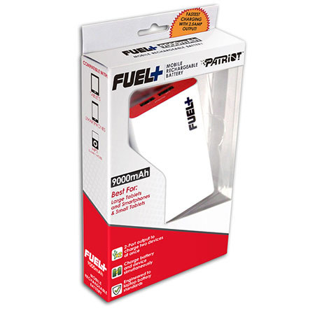 Patriot FUEL+ 9000mAh Dual-Port Rechargeable Battery Power Bank