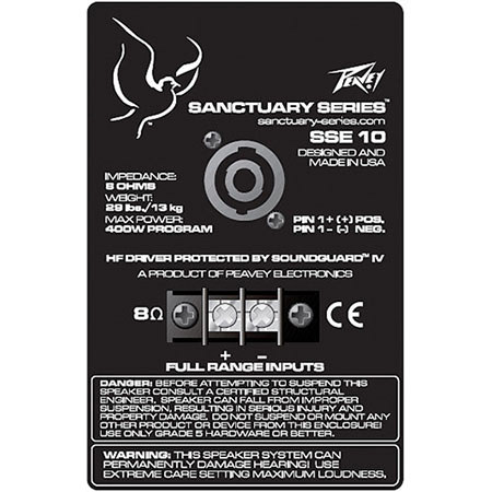 Peavey SSE 10 Sanctuary Series 10" 2-Way Reinforcement Enclosure, Single, Black