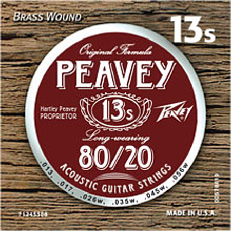 Peavey 80/20 Brass-Wound Acoustic Guitar Strings, 13-56w Gauge, 6-String Set