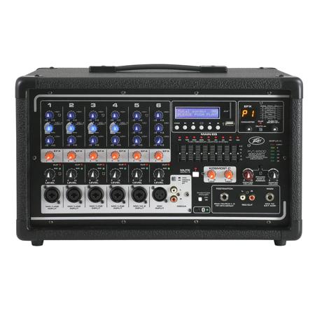 Peavey PV i 6500 6-Input Channel 400Watt Mixer Amplifier, 50Hz - 20kHz Mic to Amp, with SDCard / USB MP3 / Bluetooth Player, 120V AC Power