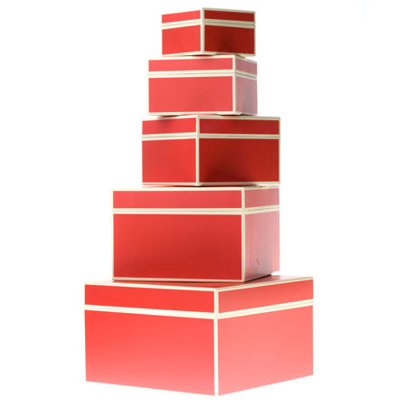 Semikolon (Pierre Belvedere) Set of Five Giftboxes, Nested - Color: Red