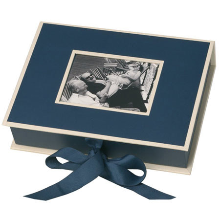 Semikolon Small Photo Gift Box for 5x7" Photos, Ribbon Marine