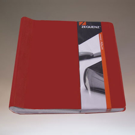 Semikolon Zequenz Bound 8.75x9" Photo Album, Holds 100 4x6" Photos 2-Up, Red