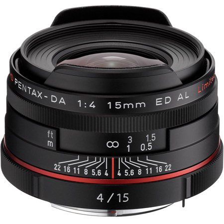 Pentax SMCP-DA 15mm f/4 ED AL HD Lens for DSLR Cameras, Black 21470