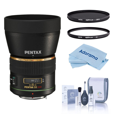 Pentax SMCP-DA 55mm f/1.4 SDM Lens, Bundle with Hoya 58mm UV and CPL Filters