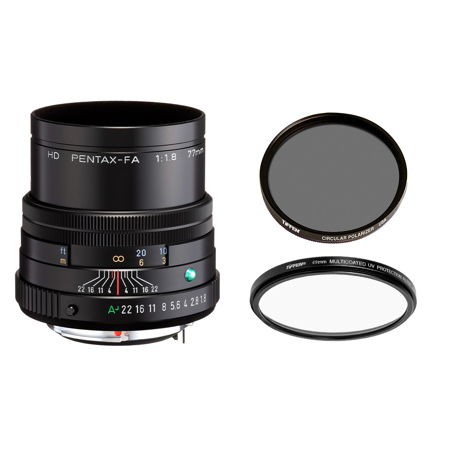 Pentax HD Pentax-FA 77mm f/1.8 Limited Lens, Black, w/Tiffen 49mm UV,CPL Filters