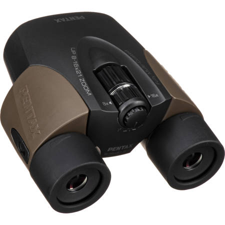 Pentax 8-16x21 UP Zoom Porro Prism Binocular, 5.0-3.0 Deg Angle of View, Brown