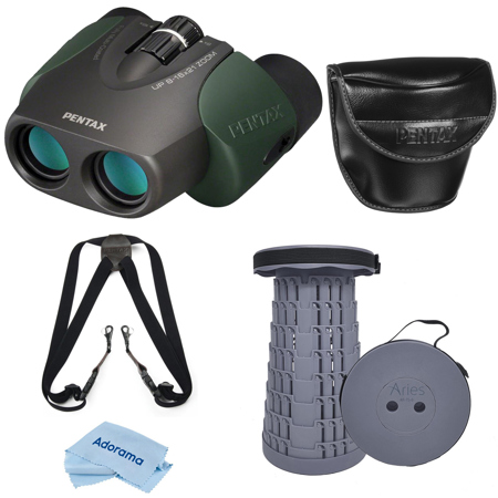 Pentax UP 8-16x21 Binoculars - Compact Porro-Prism Design Green Color Outdoor Viewing