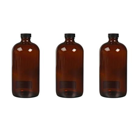 3 Pack Photographers' Formulary 1000ml Glass Bottle with Narrow Mouth, Amber