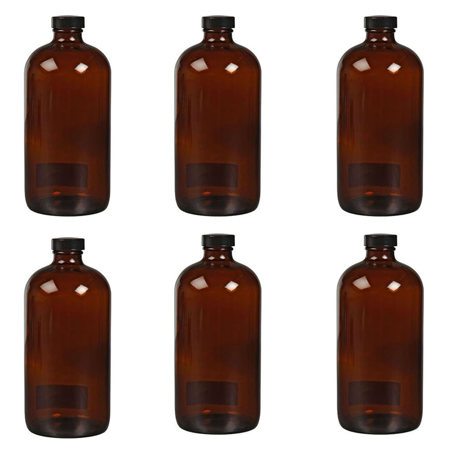 6 Pack Photographers' Formulary 1000ml Glass Bottle with Narrow Mouth, Amber