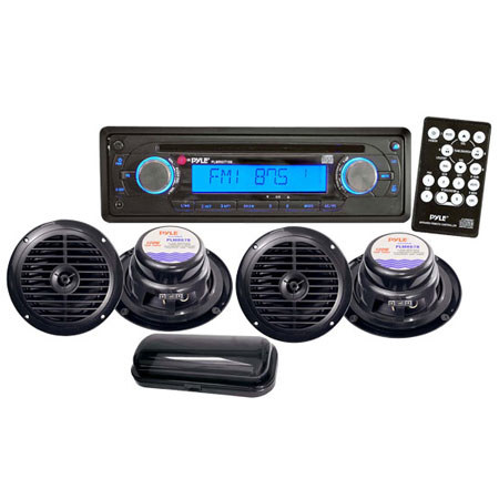 Pyle PLMRKIT106 AM/FM In-Dash Marine CD Player, Black