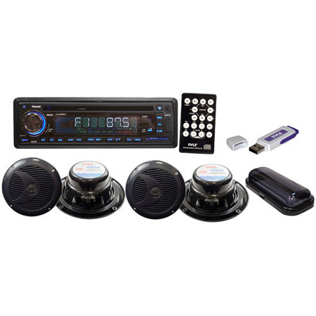 Pyle PLMRKIT109 In-Dash Marine CD/MP3 Player with 4 x 6.5" Speakers