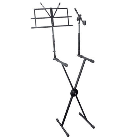 Pyle PKS30 Keyboard Stand with Music Stand and Microphone Boom