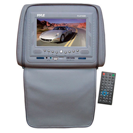 Pyle PLD72 7" Headrest Monitor with DVD Player & Zipper Hide-Away Cover, Gray