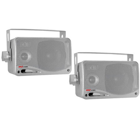Pyle PLMR24 3.5" 200 Watts 3-Way Weather Proof Mini Box Speaker System, Silver