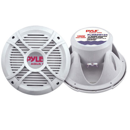Pyle PLMRDW124 12" 1000 Watts 4 Ohm Marine Subwoofer, White