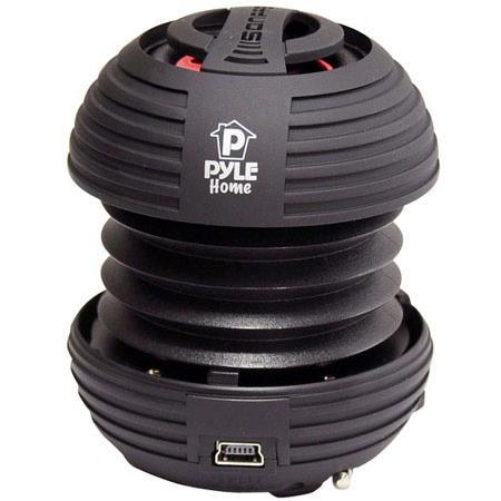 Pyle PMS8 Bass Expanding Chainable Rechargeable Mini Speakers, Black
