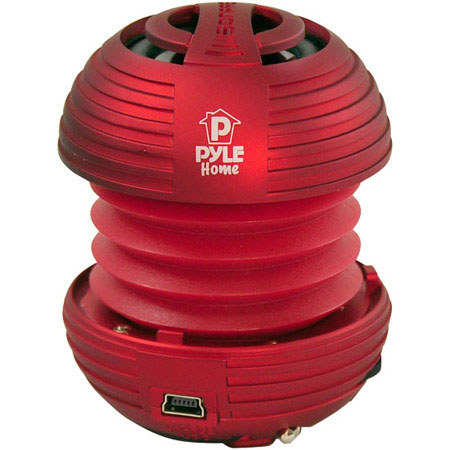 Pyle PMS8 Bass Expanding Chainable Rechargeable Mini Speakers, Red