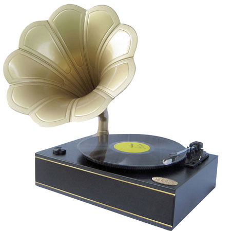 Pyle PNGTT1 Classic Horn Phonograph/Turntable, Black