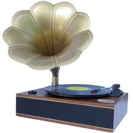 Pyle PNGTT1 Classic Horn Phonograph/Turntable, Maple