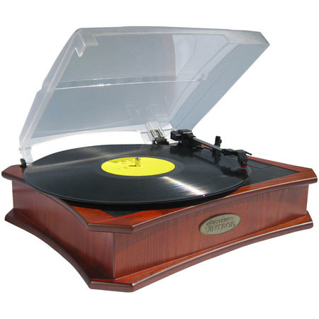 Pyle PVNTT5UR Retro Style Vinyl Turntable, Mahogany