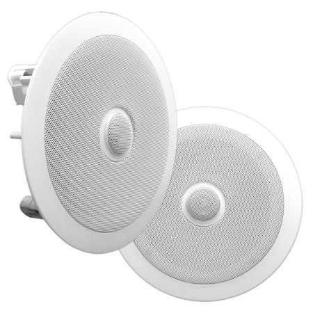 Pyle 250 Watt 6.5" Two-Way In-Ceiling Speaker System, Pair, White