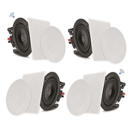 Pyle PDICBT286 8" 250W 2-Way Home Bluetooth Ceiling/Wall Speaker Kit, 4 Pack