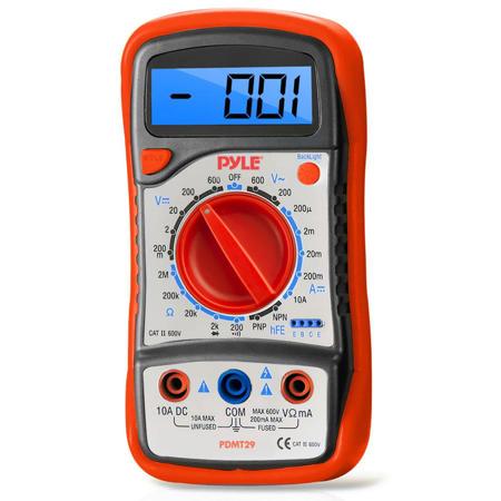 Pyle PDMT29 Digital LCD Multimeter, AC/DC/Volt/Current/Resistance/Range