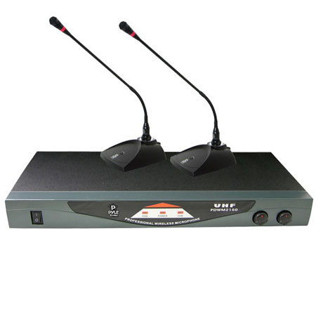 Pyle PDWM2150 Professional Dual Table Top VHF Wireless Microphone System
