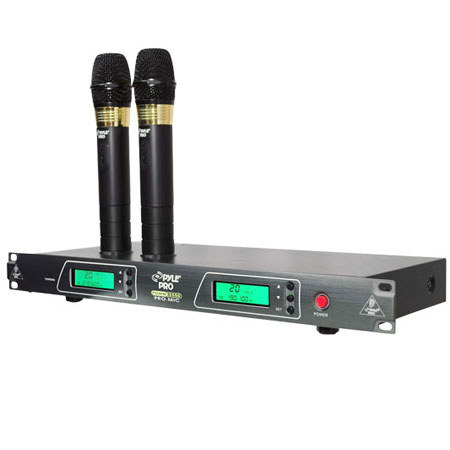 Pyle PDWM2550 19" Rack Mount Dual VHF Wireless Handheld Microphone System