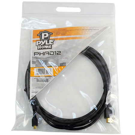 Pyle 12 ft HDMI Type A Male To HDMI Type D (Micro) Male Cable