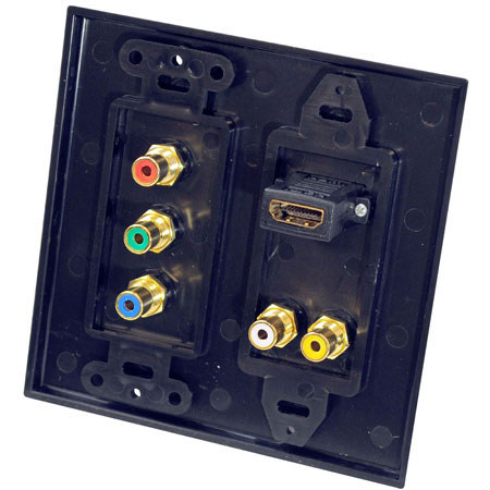 Pyle HDMI+2 RCA+3 RCA Wall Plate, Black