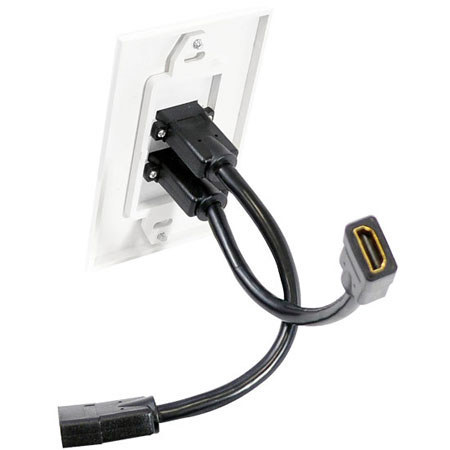 Pyle 2 Port HDMI Wallplate with Back Built-in Flexible Cable, White