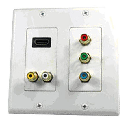Pyle HDMI + 2 RCA + 3 RCA Double Wall Plate