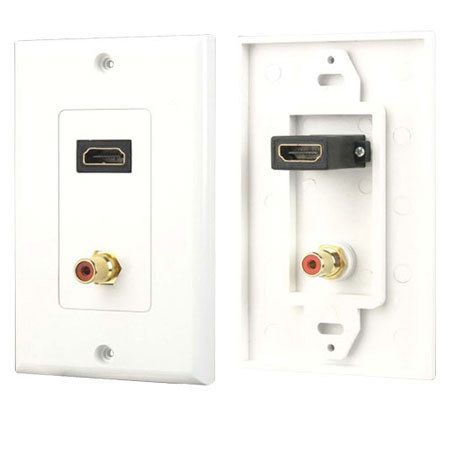 Pyle HDMI/Mono RCA Audio Combo Wall Plate, White
