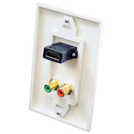 Pyle HDMI/Stereo Dual RCA Audio Combo Wall Plate, White