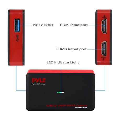 Pyle PHDRCB48 Live Streaming USB3.0 HDMI Video Recorder with HDMI Pass through
