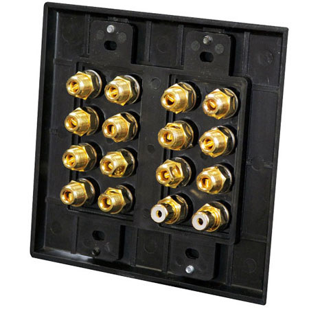 Pyle Combination Audio Video Wall Plate, Black