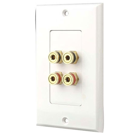 Pyle PHWP2 Four Post Binding /Banana Plug Wall Plate, White