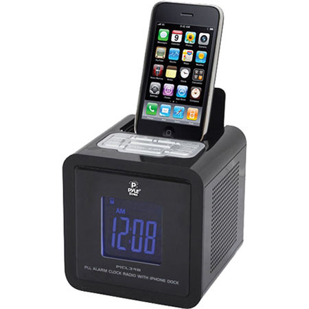 Pyle PICL34 iPod/iPhone Clock Radio with FM Receiver, Black