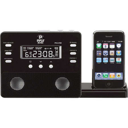 Pyle PICL45 iPod/iPhone Alarm Clock Speaker System, Black