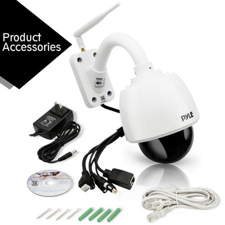 Pyle PIPCAMHD47 1.3MP 960p HD Wireless Network PTZ Camera, Built-In 64GB SD Card