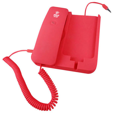 Pyle PIRTR60 Handheld Phone and Desktop Dock for iPhone, Red