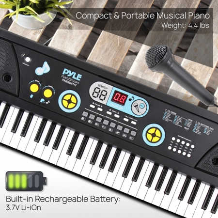 Pyle PKBRD6111 61-Key Kids Electronic Piano Keyboard with Wired Microphone